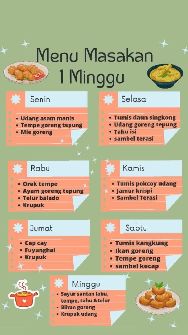 resep masakan 1 minggu